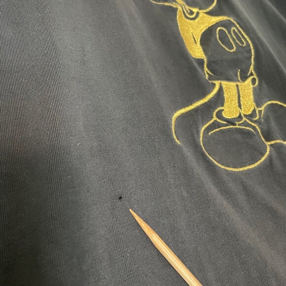 Vintage Disney Mickey Mouse Single Stitch Gold Embroidery Size L Black Tee - Picture 7 of 9